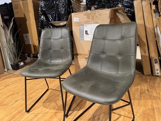 Set van 6 eetkamerstoelen, army microvezelstof, zwart metalen onderste